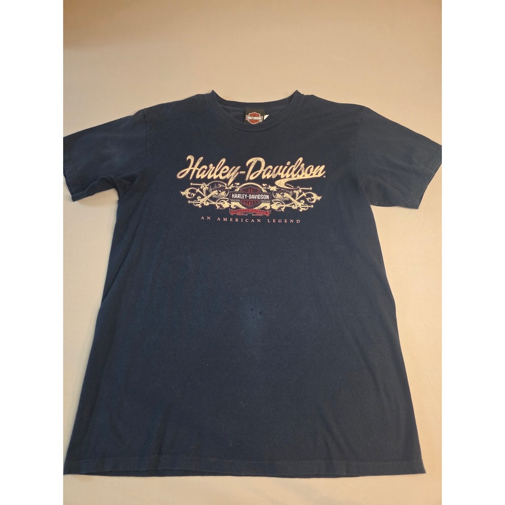 Harley-Davidson Winchester VA Graphic T-Shirt Navy Blue Biker Tee Women Small